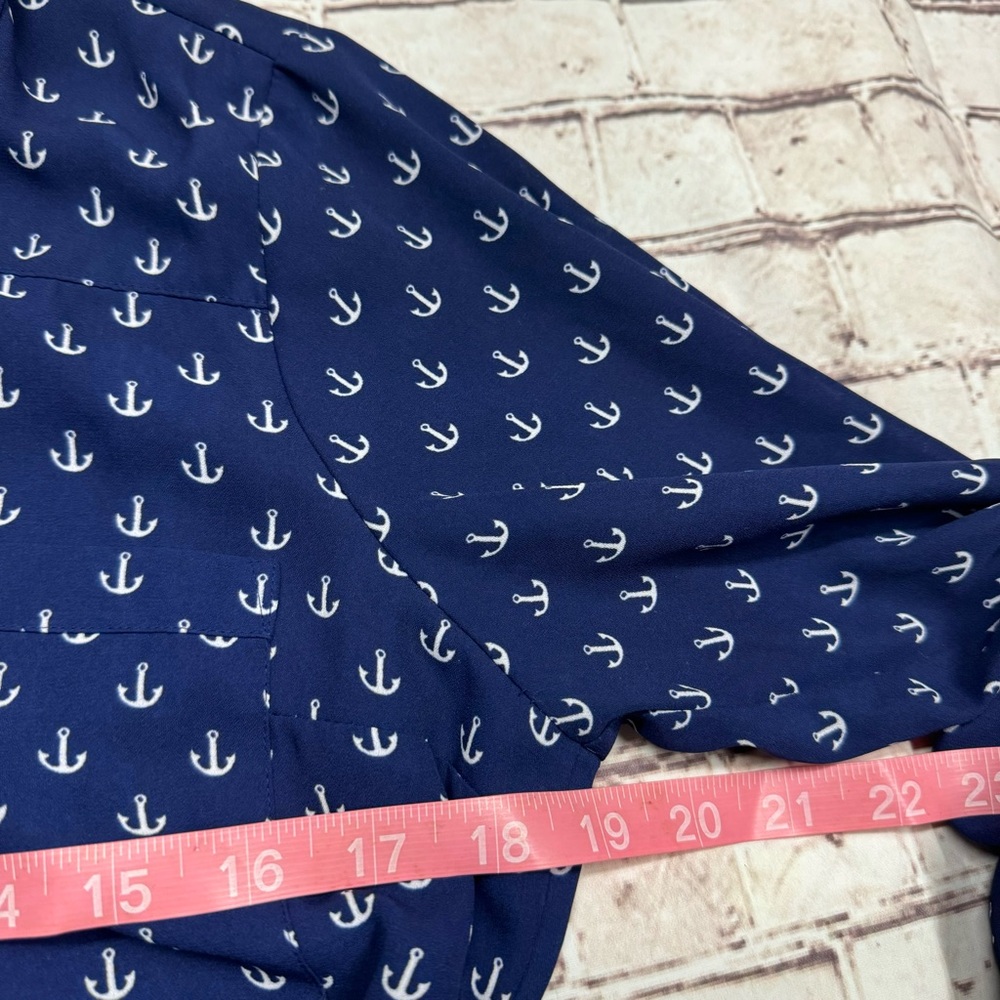 Express Medium Anchor Printed Button Up Ribbon Ti… - image 7